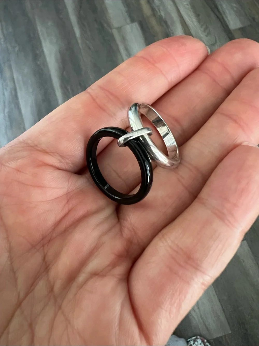 Georg Jensen Onyx and Silver Cross Detail Ring size 7.5-8